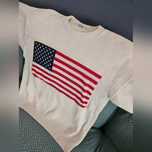 Flag knit sweater off white/beige sz XL Excellent cond. Looks designer inspired.